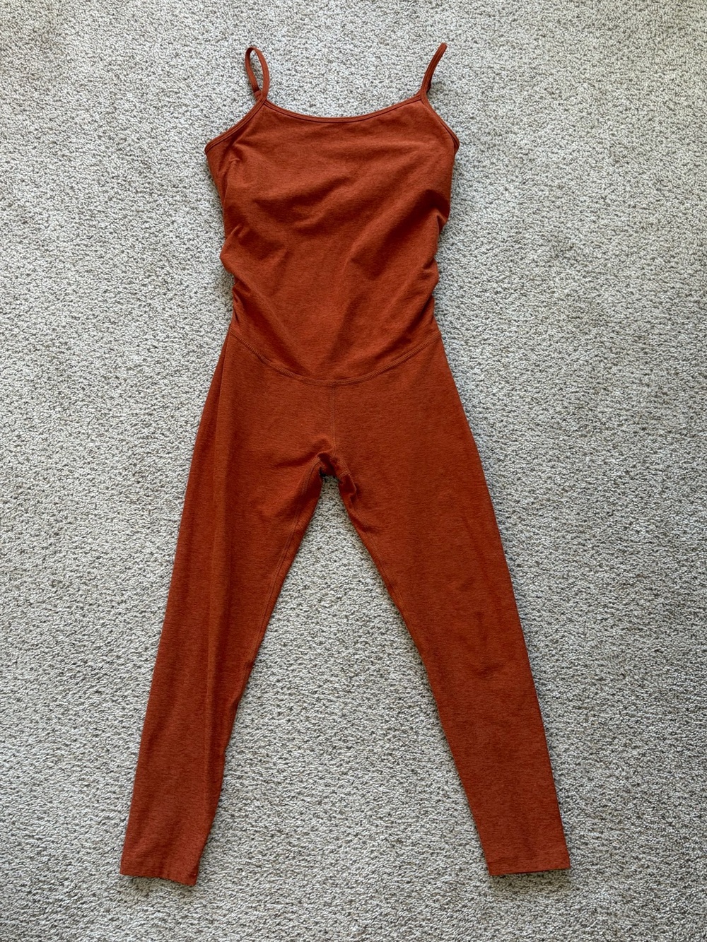 Beyond Yoga (Beyond the Bump) Spacedye Maternity Jumpsuit Medium Orange Rust